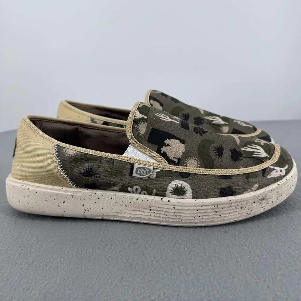 Hey Dude Sunapee M Slip On Desert Shoes Mens‎ Size 12 Green Canvas Camo Casual